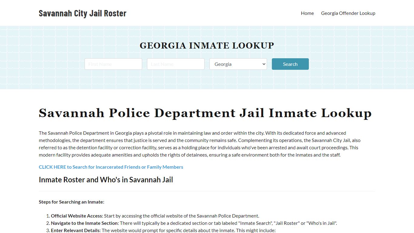 Savannah Police Department & City Jail, GA Inmate Roster, Arrests, Mugshots