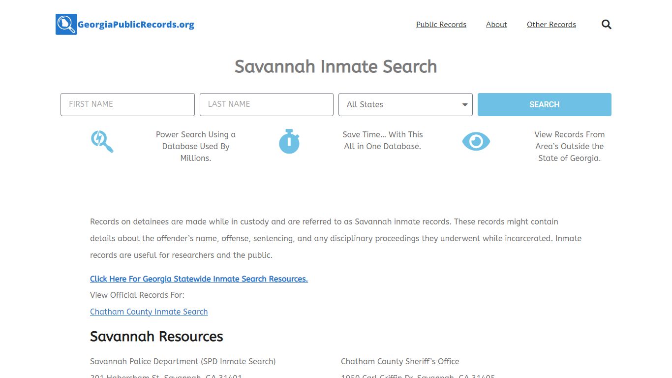 Savannah Inmate Search - SPD GA Current & Past Jail Records